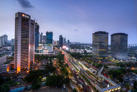 skyscraper Indonesia evening building light man made Jakarta HD Desktop Wallpaper | Background Image