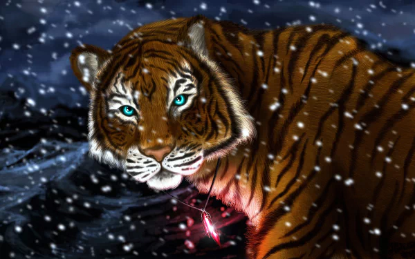 snowfall fantasy tiger HD Desktop Wallpaper | Background Image