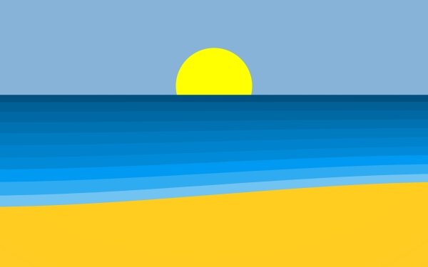 Artistic Minimalist Beach Ocean Sun HD Wallpaper | Background Image