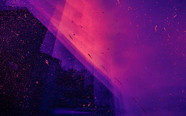 Abstract purple design with scattered particles and light streaks, rendered in 4K Ultra HD as a vibrant PC desktop wallpaper and background.