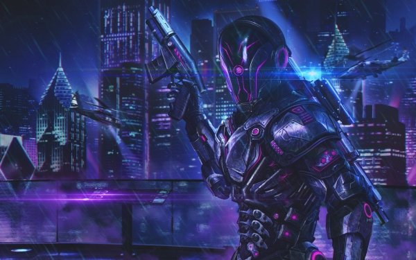 Sci Fi Cyberpunk Warrior HD Wallpaper | Background Image