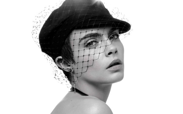Celebrity Cara Delevingne English Actress Model Monochrome HD Wallpaper | Background Image