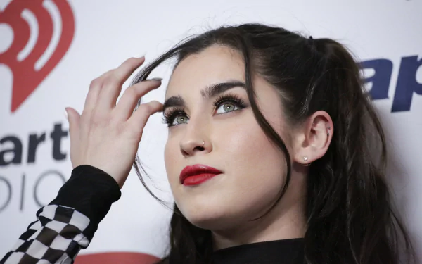 black hair close-up face green eyes lipstick singer American music Lauren Jauregui HD Desktop Wallpaper | Background Image