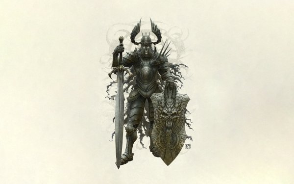 Dark Skeleton Armor Sword Shield Warrior HD Wallpaper | Background Image