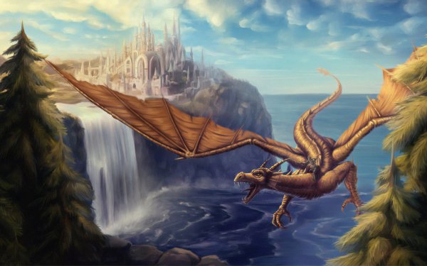 Fantasy Dragon City HD Wallpaper | Background Image