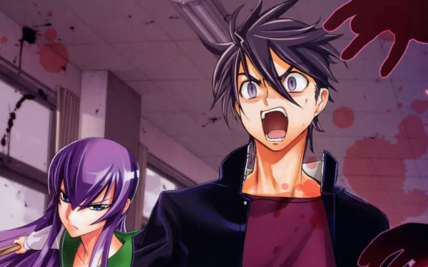 Saeko Busujima Takashi Komuro Anime Highschool Of The Dead HD Desktop Wallpaper | Background Image