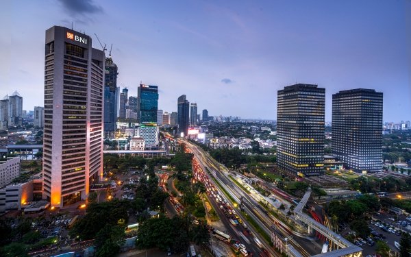 Man Made Jakarta Cities Indonesia Light Building Evening Skyscraper HD Wallpaper | Background Image