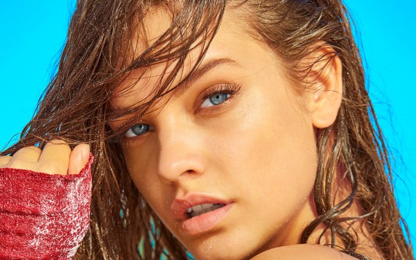 Celebrity Barbara Palvin Hungarian Model Close-Up Face Blue Eyes Brunette HD Wallpaper | Background Image