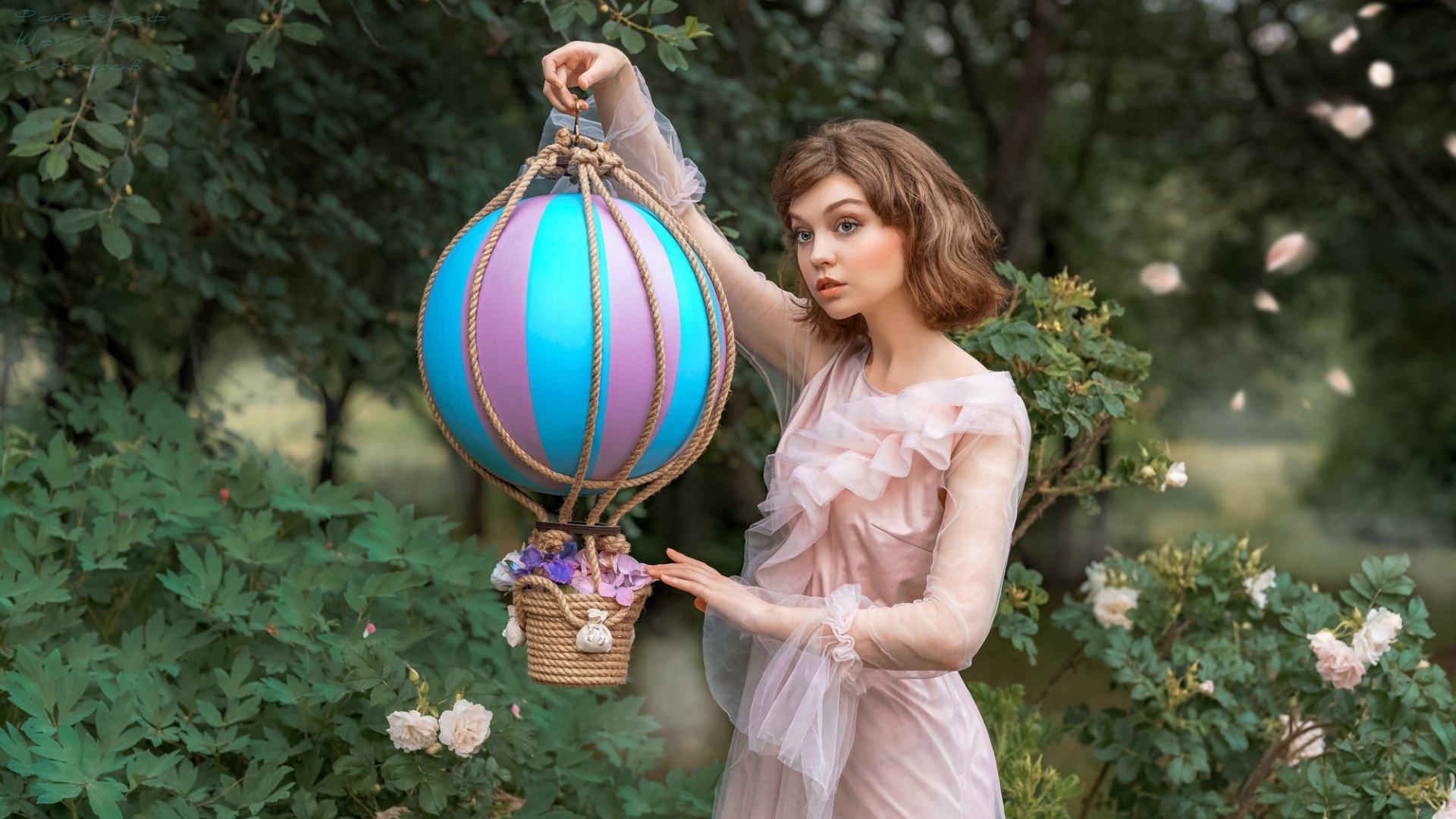 Download Pink Dress Brunette Woman Model HD Wallpaper