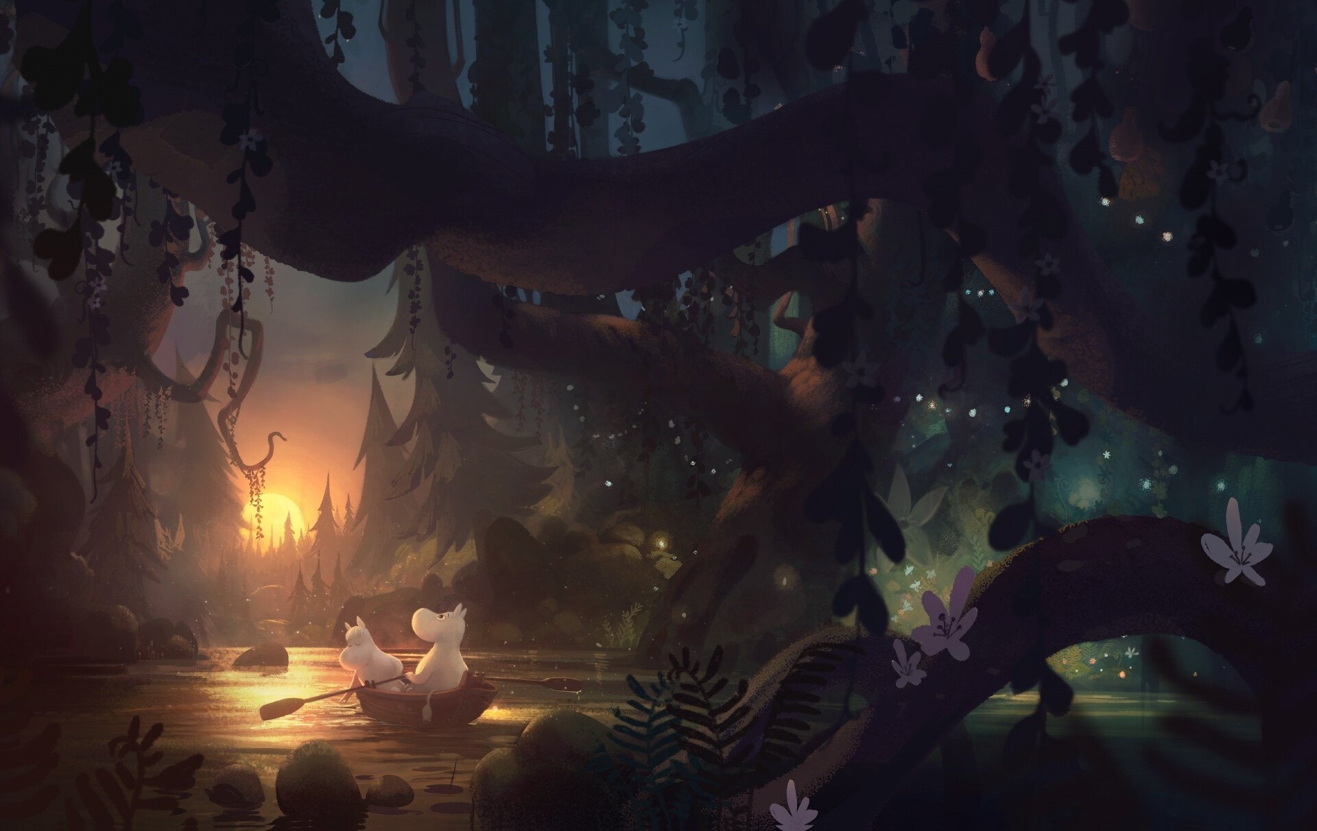 Download Boat River Forest Fantasy Animal Fantasy Animal HD Wallpaper by Tuomas Korpi