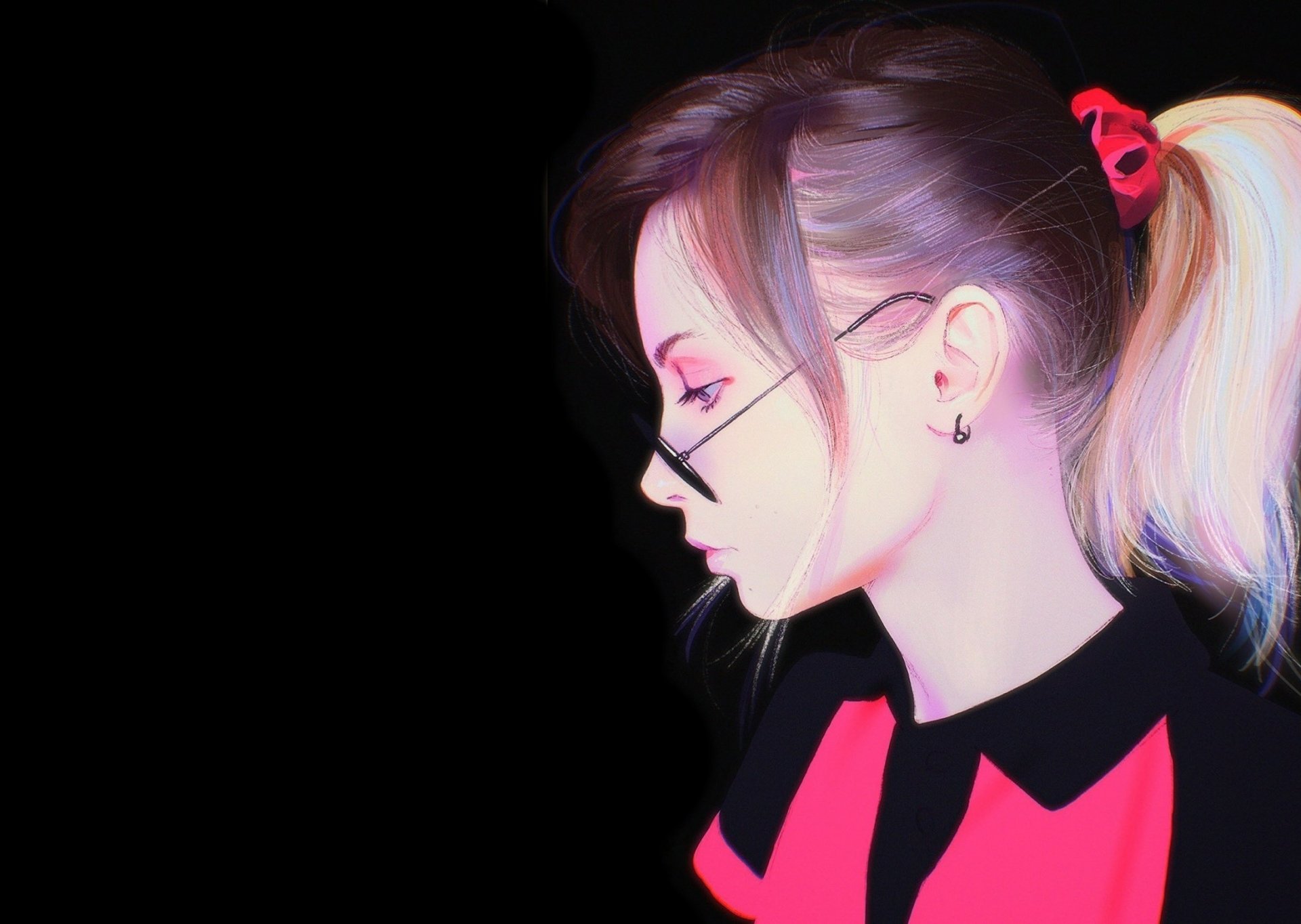 Download Glasses Ponytail Woman Artistic HD Wallpaper