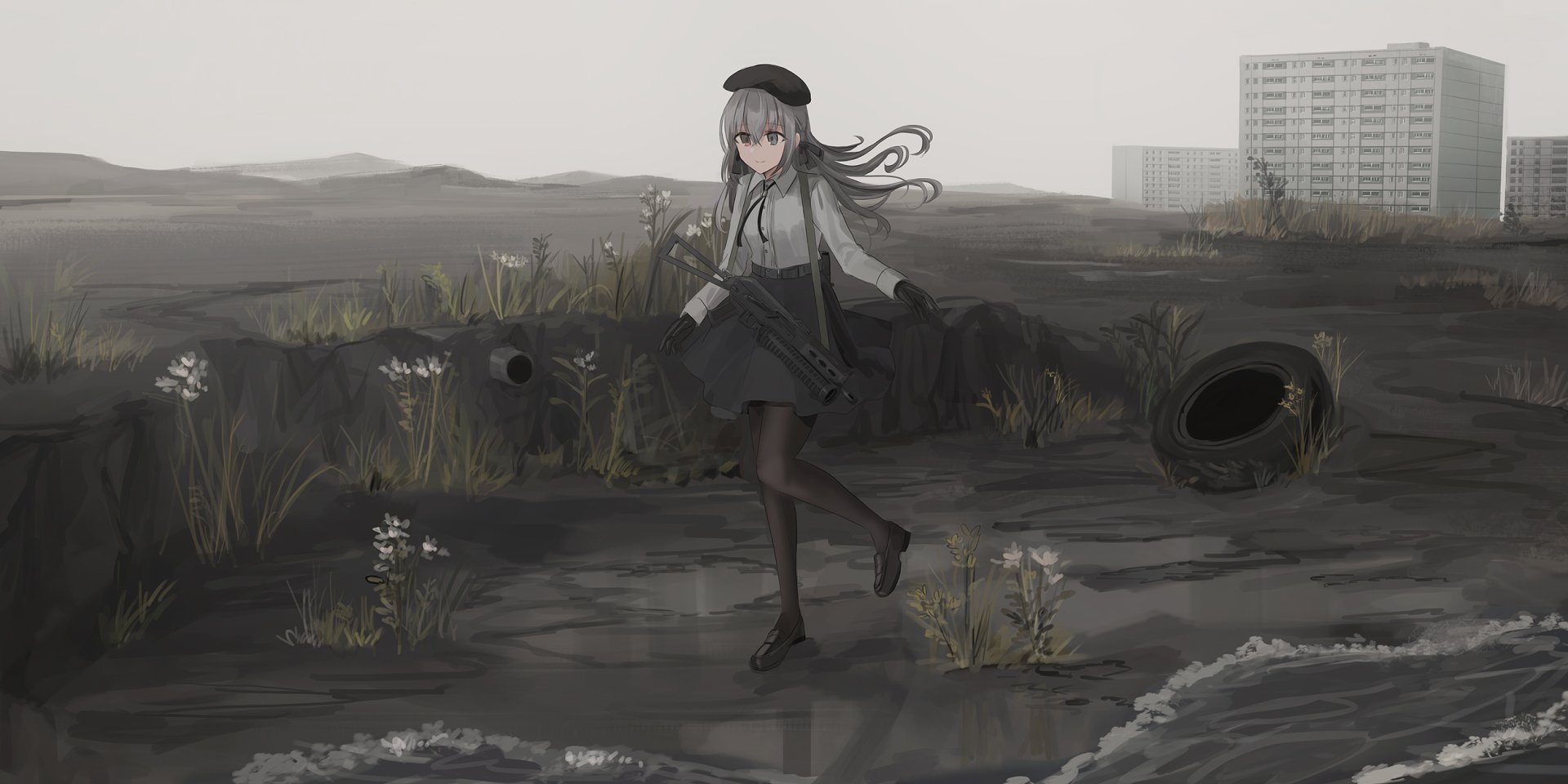 Download Sea Tire Gun City Anime Original Anime City HD Wallpaper by ちふり