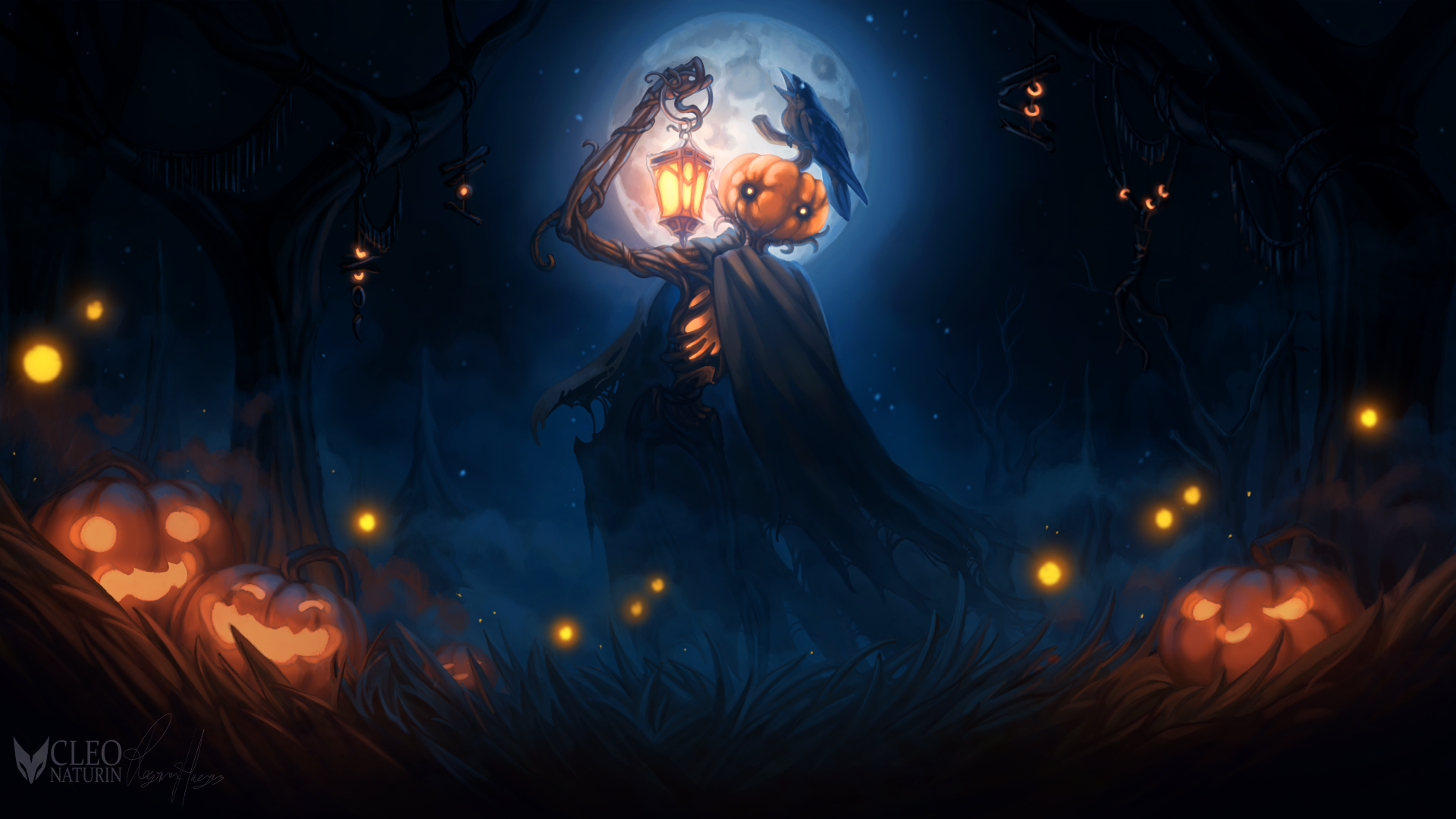 Download Lantern Jacko'lantern Crow Moon Night Spooky Holiday