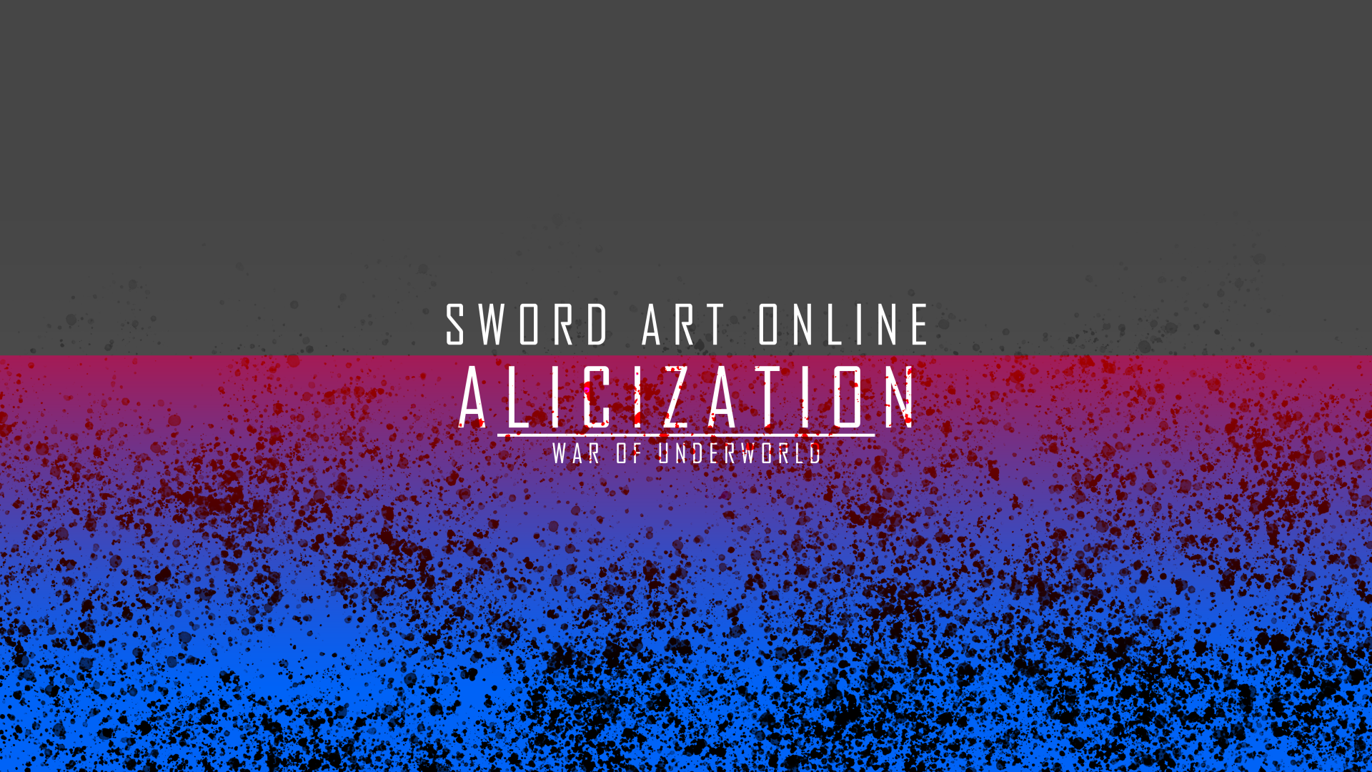 4K Ultra HD PC desktop wallpaper featuring the Sword Art Online: Alicization - War of Underworld anime title with a textured red and blue background.
