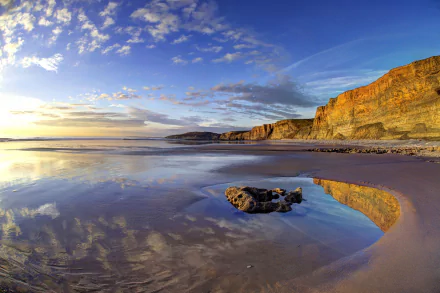 horizon ocean cliff nature Wales coast beach HD Desktop Wallpaper | Background Image