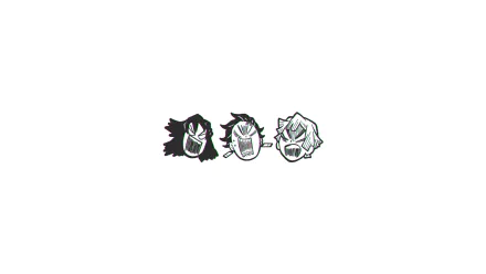Inosuke Hashibira, Zenitsu Agatsuma, and Tanjiro Kamado from Demon Slayer: Kimetsu no Yaiba in an anime HD desktop wallpaper with a minimalist design.