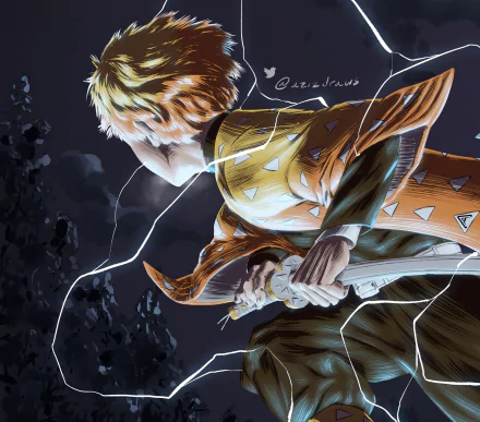 Zenitsu Agatsuma Anime Demon Slayer: Kimetsu no Yaiba HD Desktop Wallpaper | Background Image