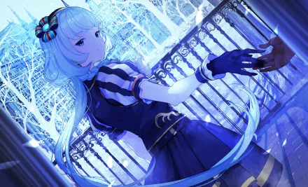 winter glove white hair dress Alicia Charlotte Anime Aikatsu! winter anime HD Desktop Wallpaper | Background Image