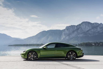 green car car Porsche Taycan Porsche vehicle Porsche Taycan Turbo S HD Desktop Wallpaper | Background Image