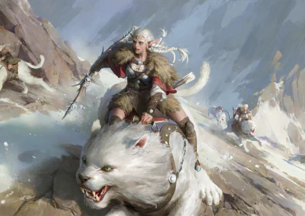 white hair woman warrior elf beast video game Clash Of Wonders HD Desktop Wallpaper | Background Image