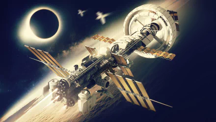 futuristic moon space Sci Fi space station HD Desktop Wallpaper | Background Image