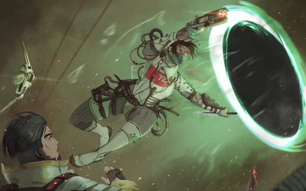 HD Apex Legends wallpaper featuring Crypto and Wraith engaging in action, showcasing sci-fi elements and dynamic gameplay from the popular video game.