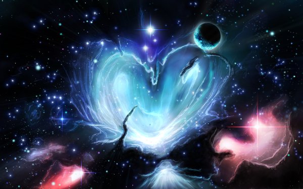 Sci Fi Nebula Space Heart Planet HD Wallpaper | Background Image