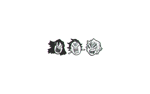 Inosuke Hashibira, Zenitsu Agatsuma, and Tanjiro Kamado from Demon Slayer: Kimetsu no Yaiba in an anime HD desktop wallpaper with a minimalist design.