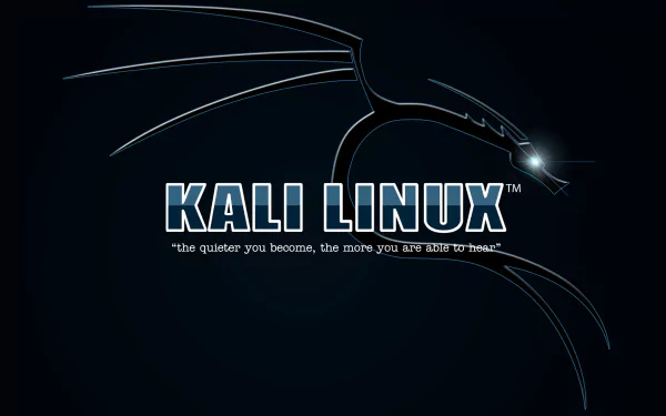 HD PC desktop wallpaper featuring the Kali Linux logo with a sleek dragon design on a dark background, highlighting technology and cybersecurity themes.