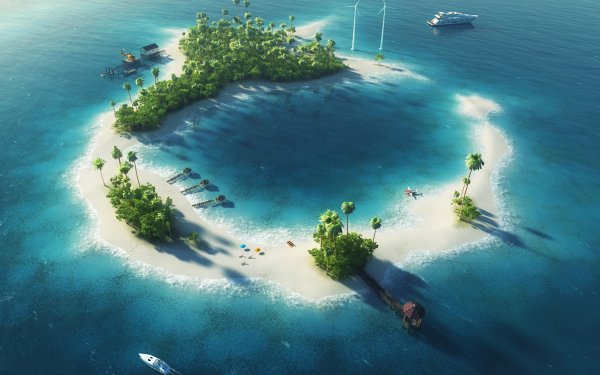 Artistic Island Ocean Maldives Boat HD Wallpaper | Background Image