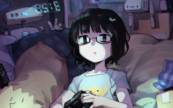 black eyes black hair glasses Anime Original HD Desktop Wallpaper | Background Image