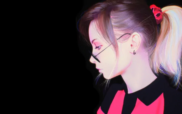  Girl with Ponytail and Glasses