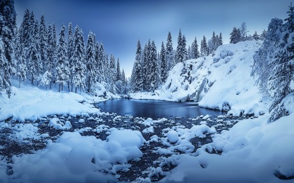 Earth Winter River Snow Finland Nature HD Wallpaper | Background Image