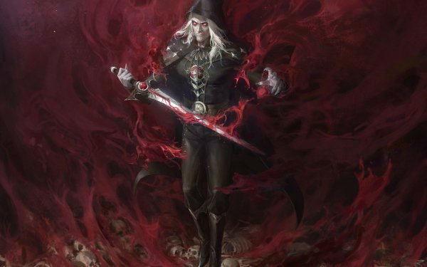 Video Game Clash Of Wonders Sword Skull Necromancer White Hair Magic HD Wallpaper | Background Image