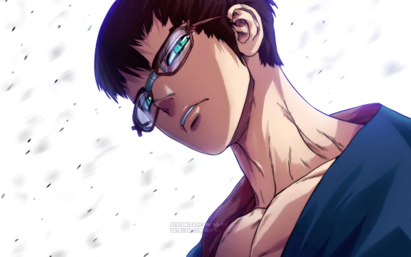 HD PC desktop wallpaper of Kinro from the anime Dr. Stone, featuring a close-up of his serious expression and detailed shading.