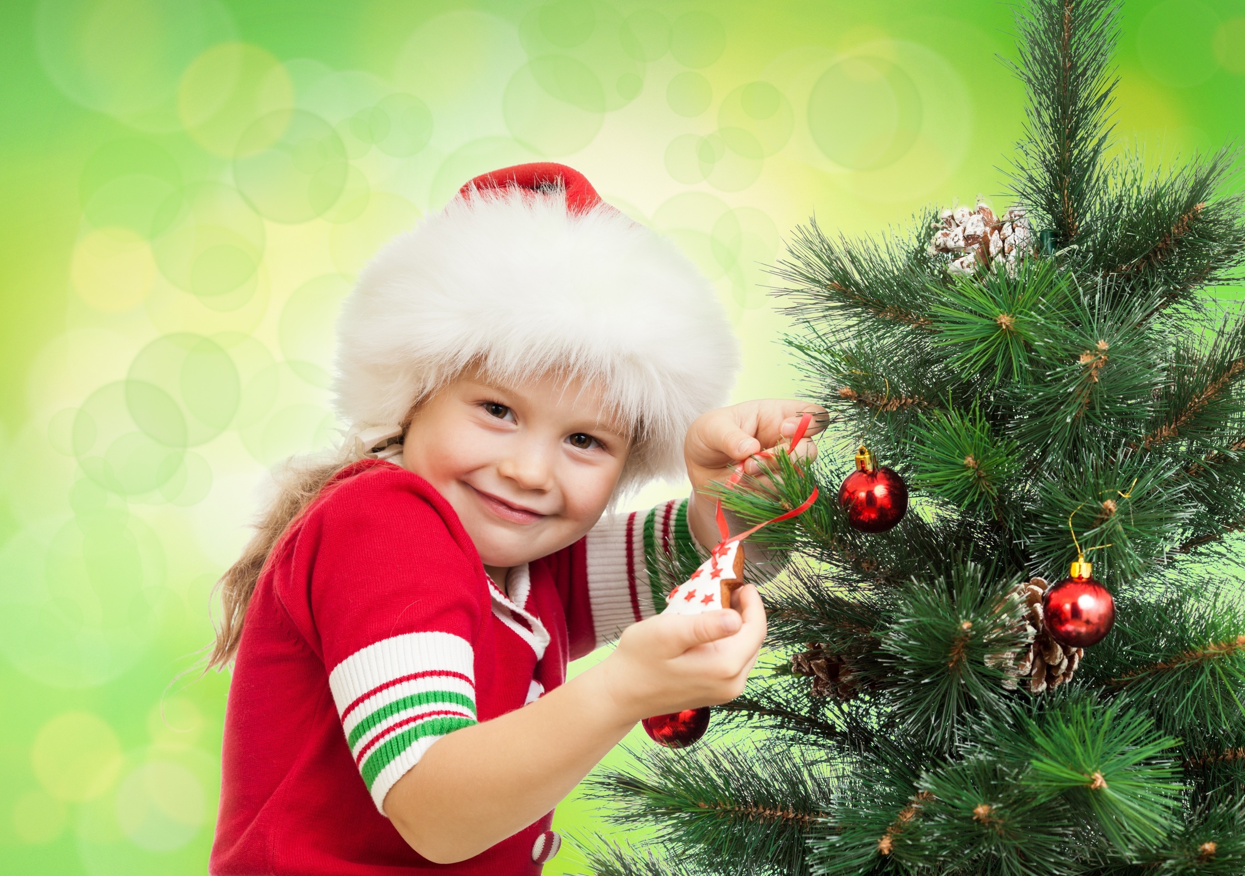 Download Christmas Ornaments Little Girl Santa Hat Holiday Christmas HD ...