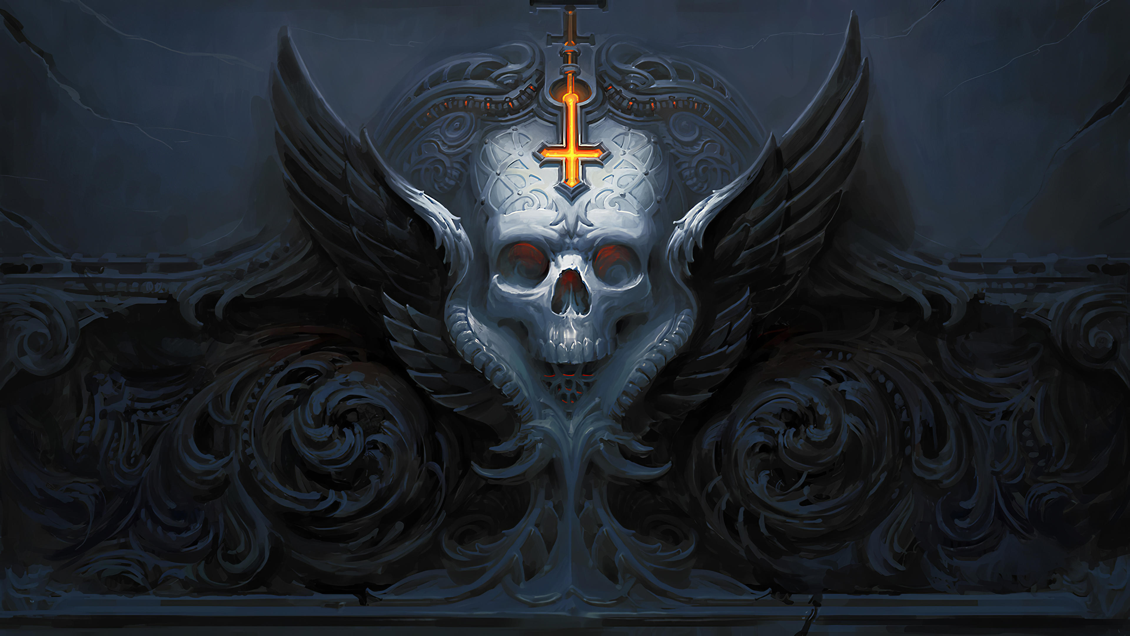 Dark Skull  4k  Ultra HD Wallpaper  Background Image 