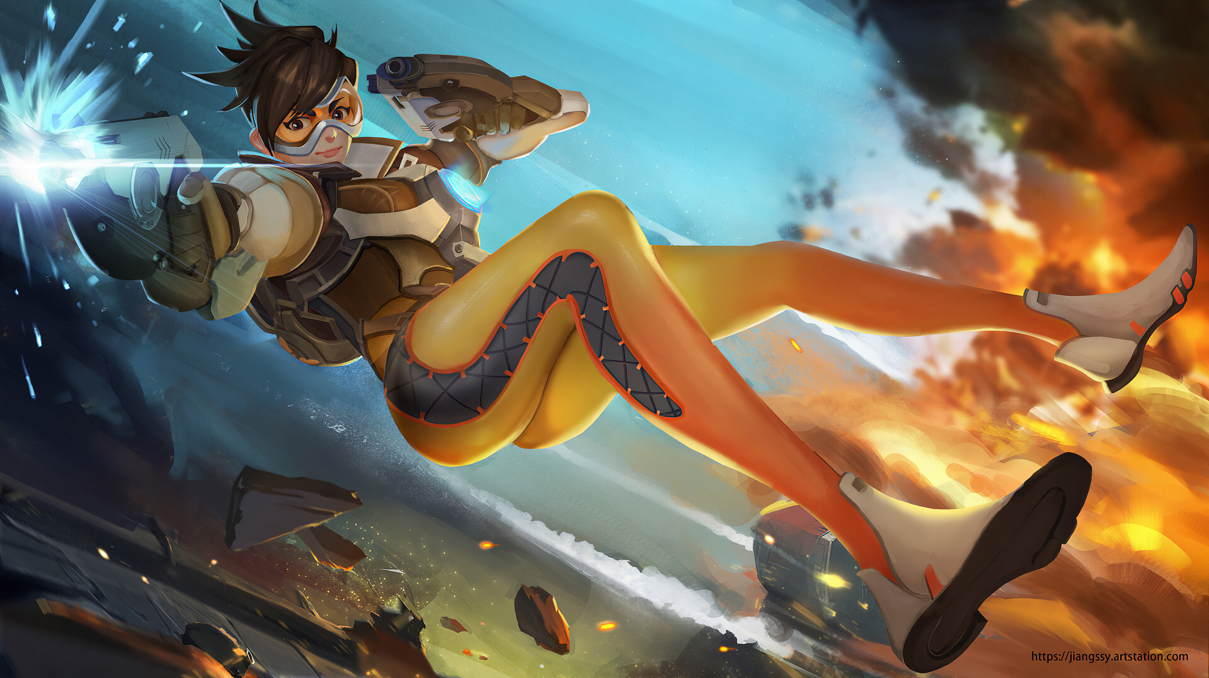 Overwatch, Tracer (Overwatch), video game art, HD phone wallpaper