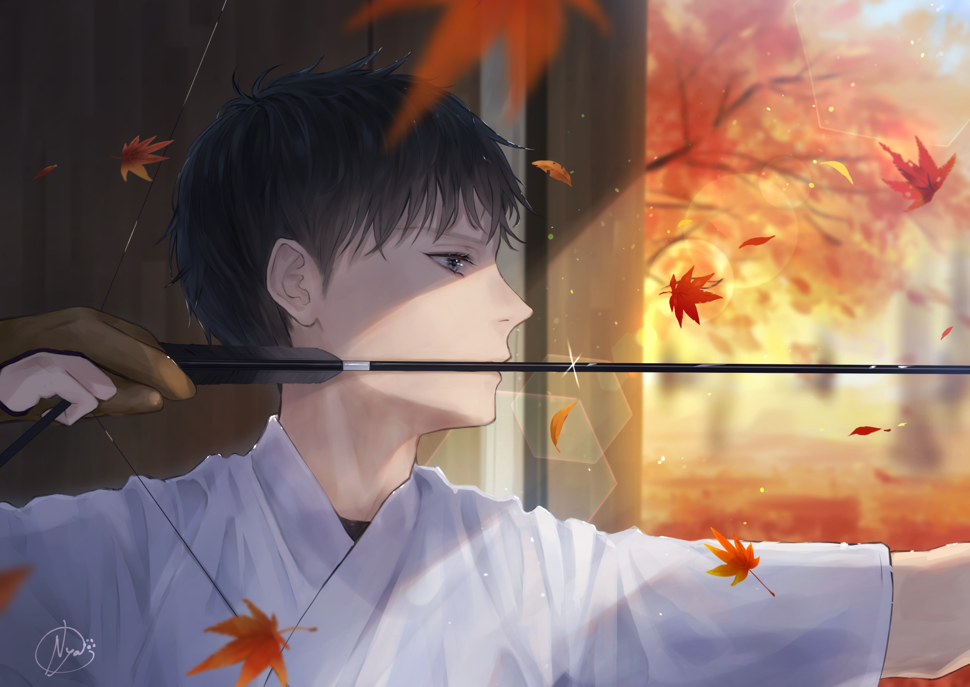 Download Fall Anime Original Autumn Anime HD Wallpaper by Nyaon