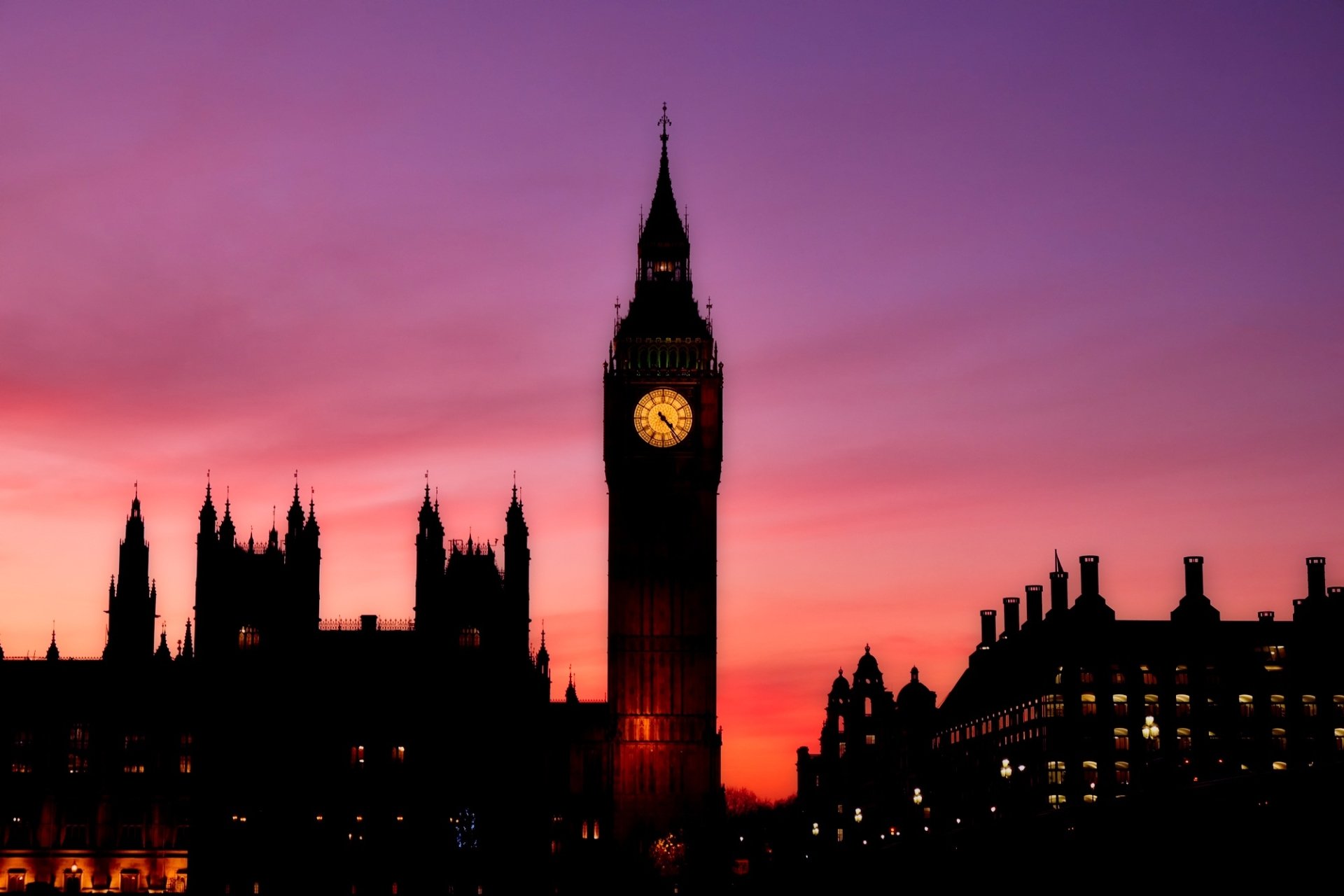 Download Sunset Silhouette Skyline London Man Made Big Ben HD Wallpaper