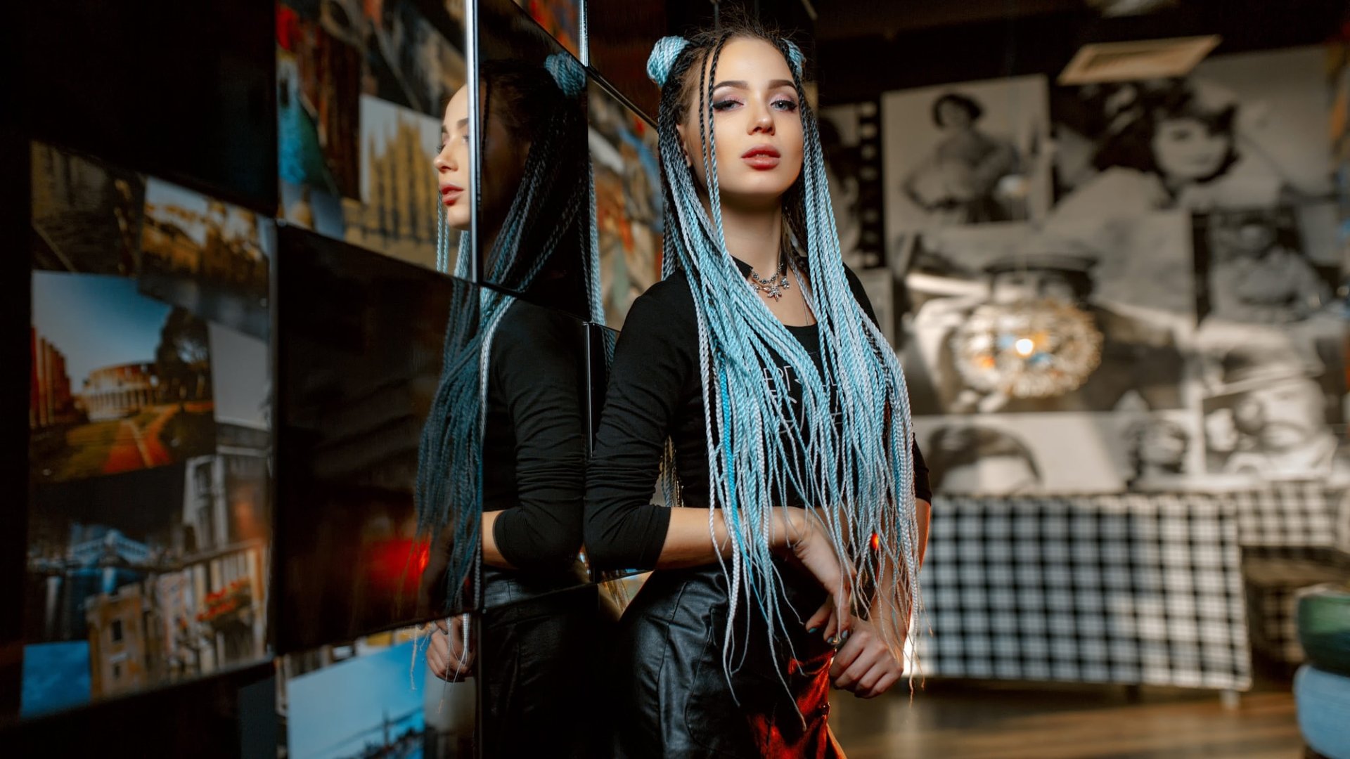 Download Depth Of Field Braid Long Hair Reflection Woman Model HD Wallpaper by Andrey Metelkov