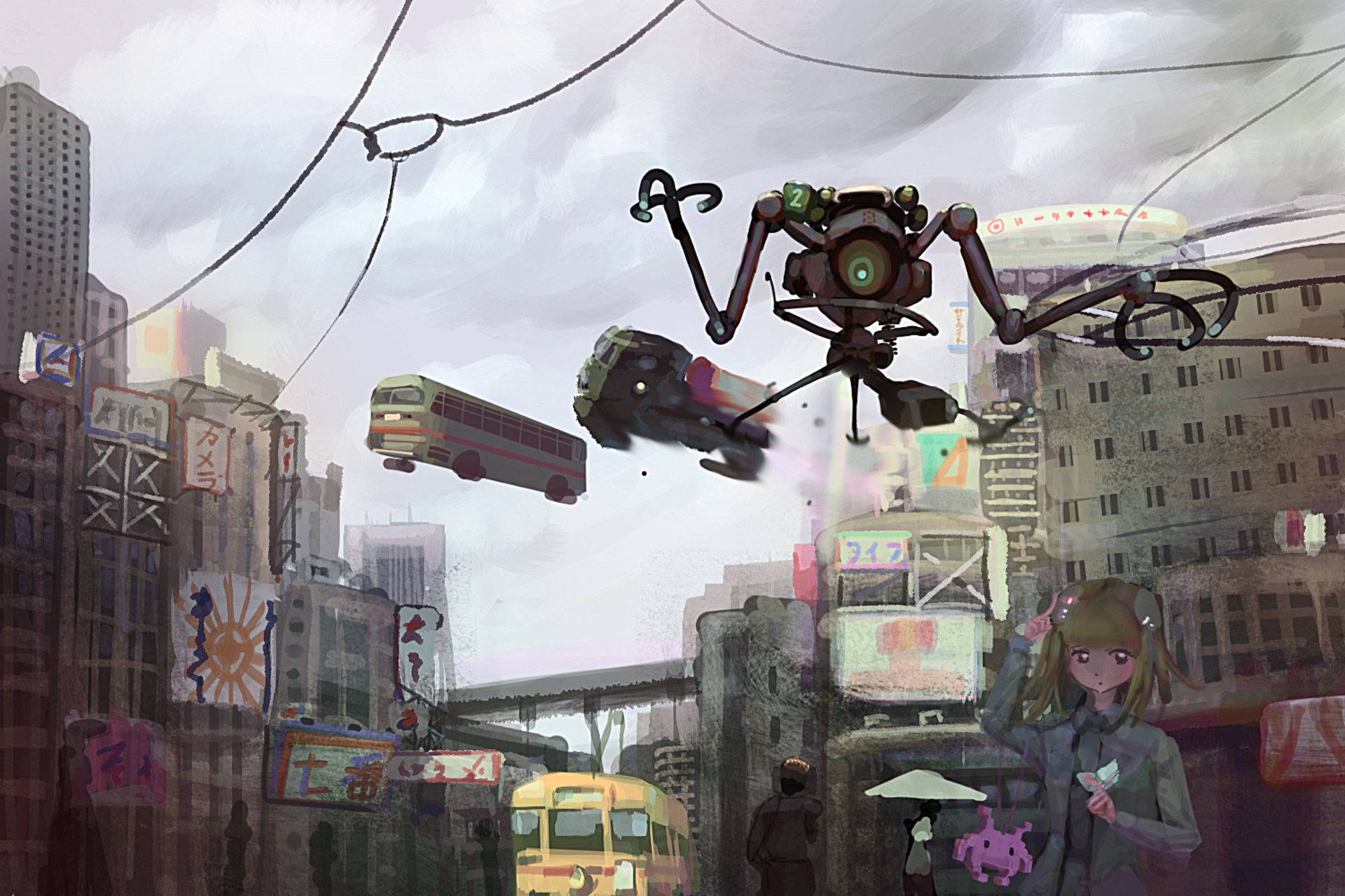 Download Vehicle Anime Original HD Wallpaper by ナコモ