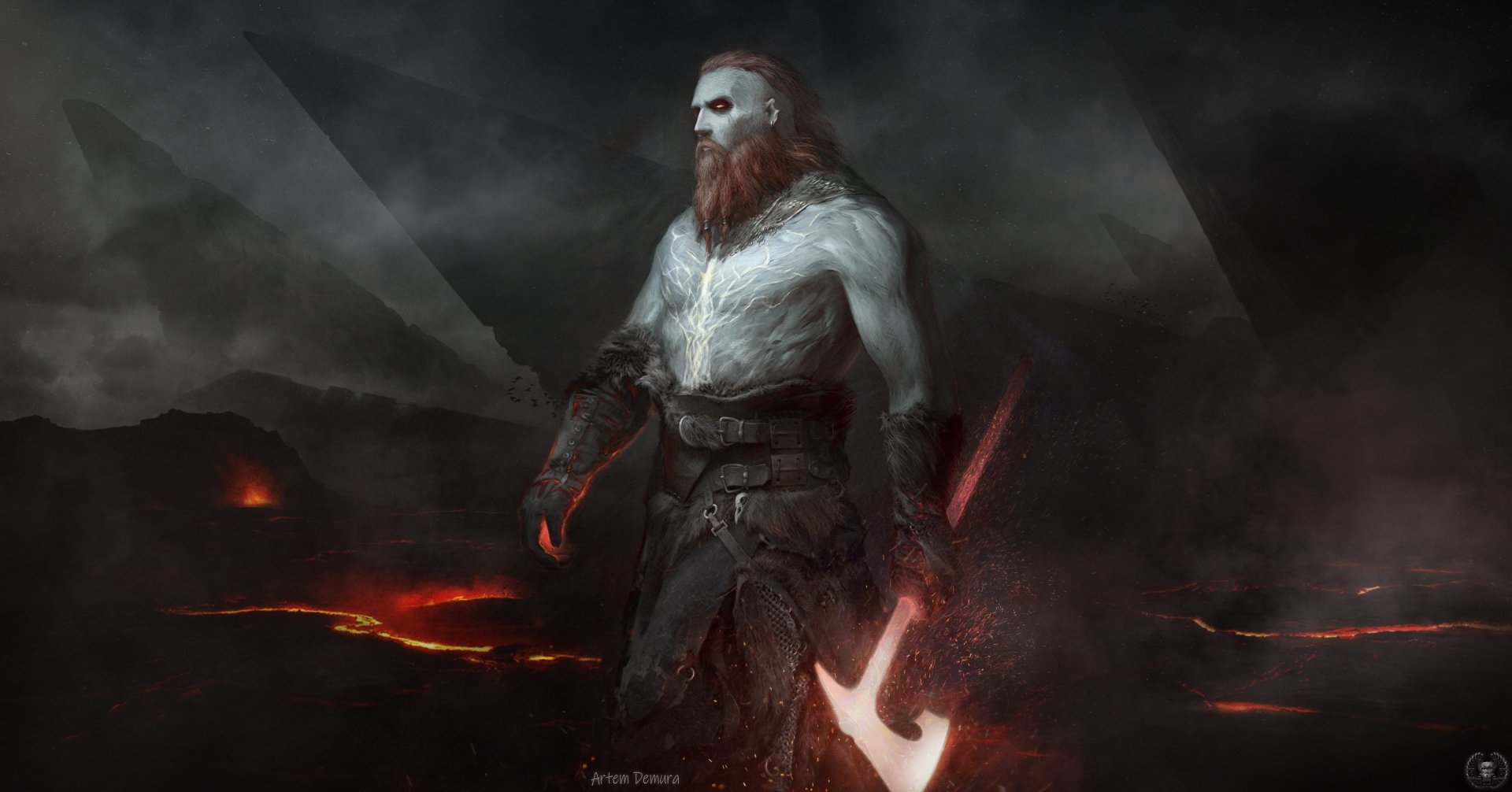 Download Axe Warrior Fantasy Viking Fantasy Warrior 4k Ultra HD Wallpaper by Artem Demura