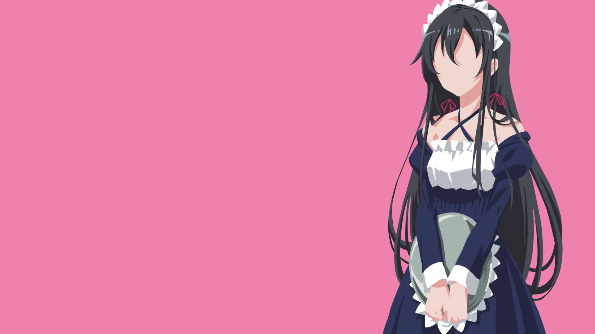 Minimalist 4K Ultra HD anime wallpaper featuring Yukino Yukinoshita from My Teen Romantic Comedy SNAFU in a maid outfit against a solid pink background.