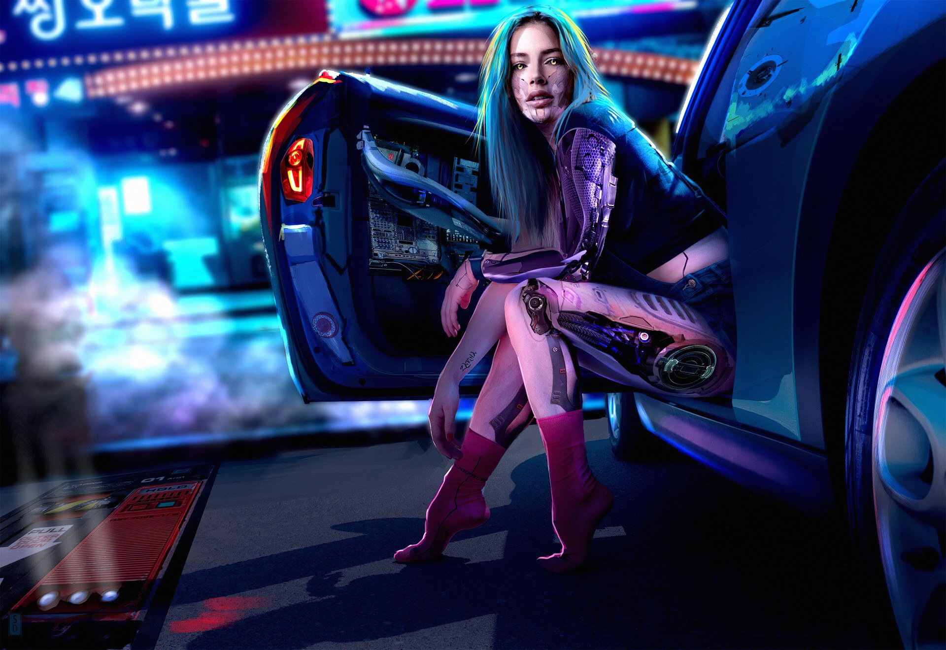 Neon Blue Cyborg — Cyberpunk Sci‑Fi 4K Ultra HD Wallpaper | 3840x2638 ...
