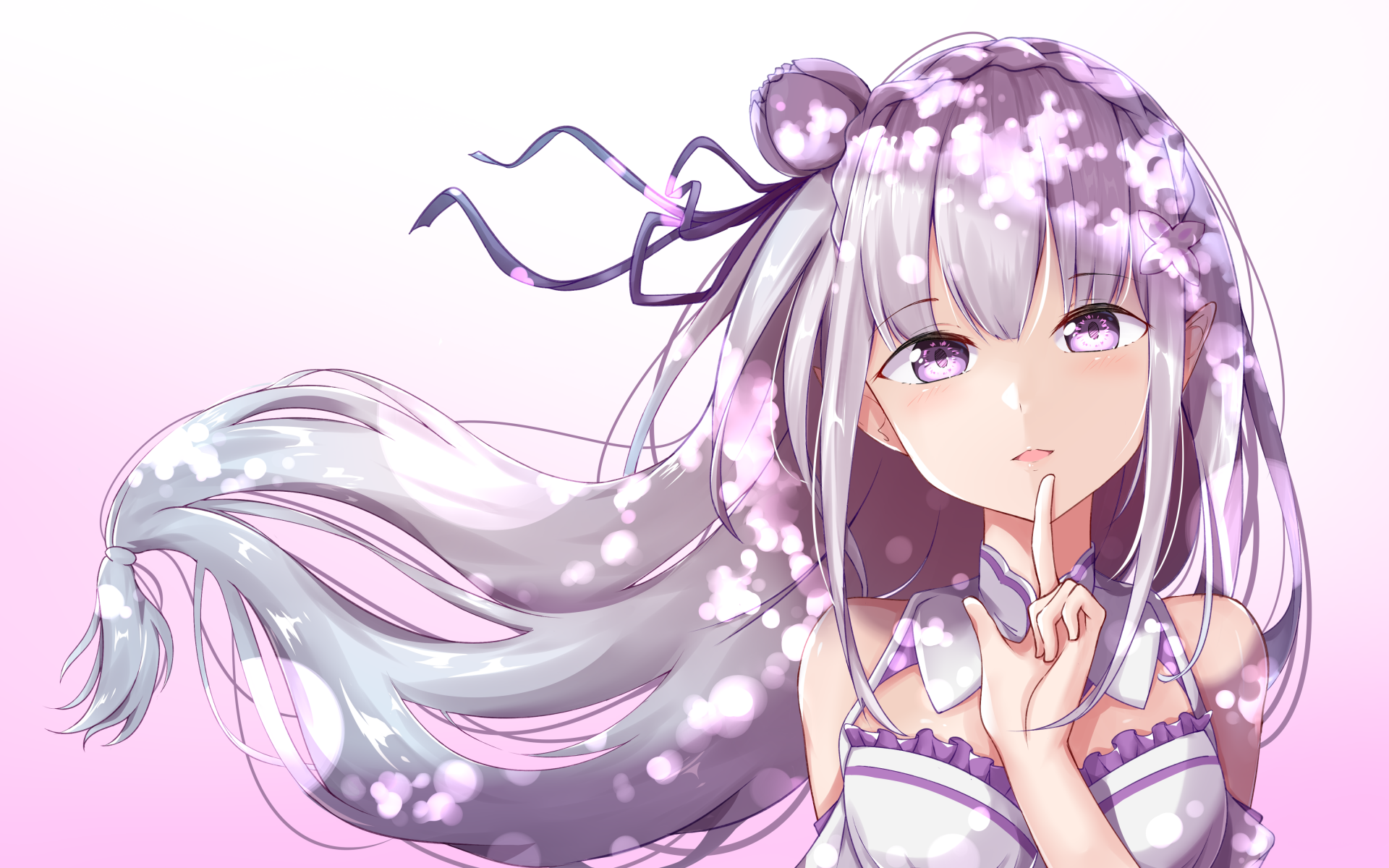 Download Purple Eyes White Hair Long Hair Emilia (Re:ZERO) Anime Re ...