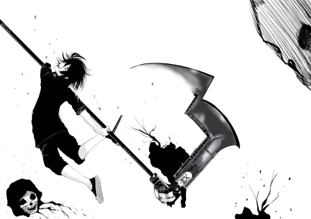 Juuzou Suzuya from Tokyo Ghoul swings a weapon in this striking 4K Ultra HD anime desktop wallpaper, showcasing bold black and white art.
