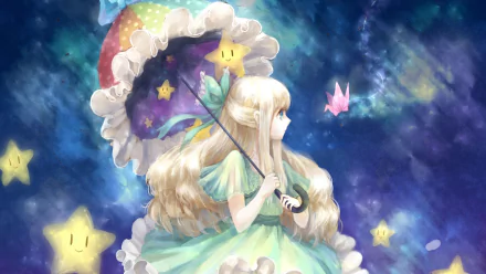  Girl enjoy star shine and cold wind