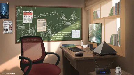 pen computer chair Anime room anime room HD Desktop Wallpaper | Background Image
