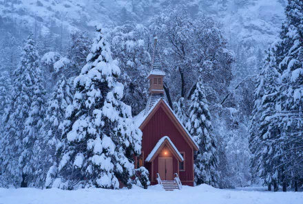 snow winter religious chapel HD Desktop Wallpaper | Background Image